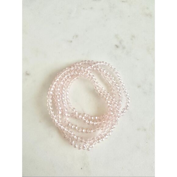Light pink beaded stretch bracelet set - Picture 1 of 3